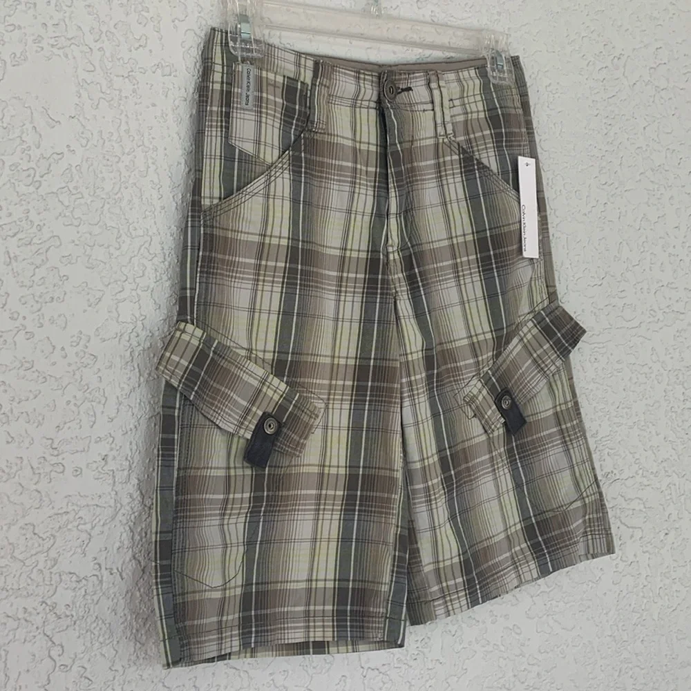 Calvin Klein Boys Plaid Cargo Shorts  size 10 - Picture 3 of 10